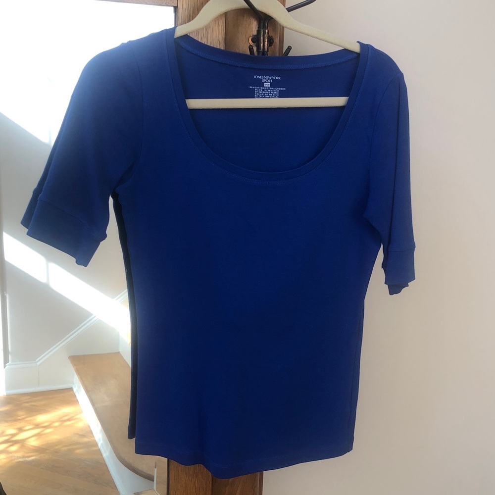 T shirt short sleeve stretch 100% cotton Sm jones new york royal blue
